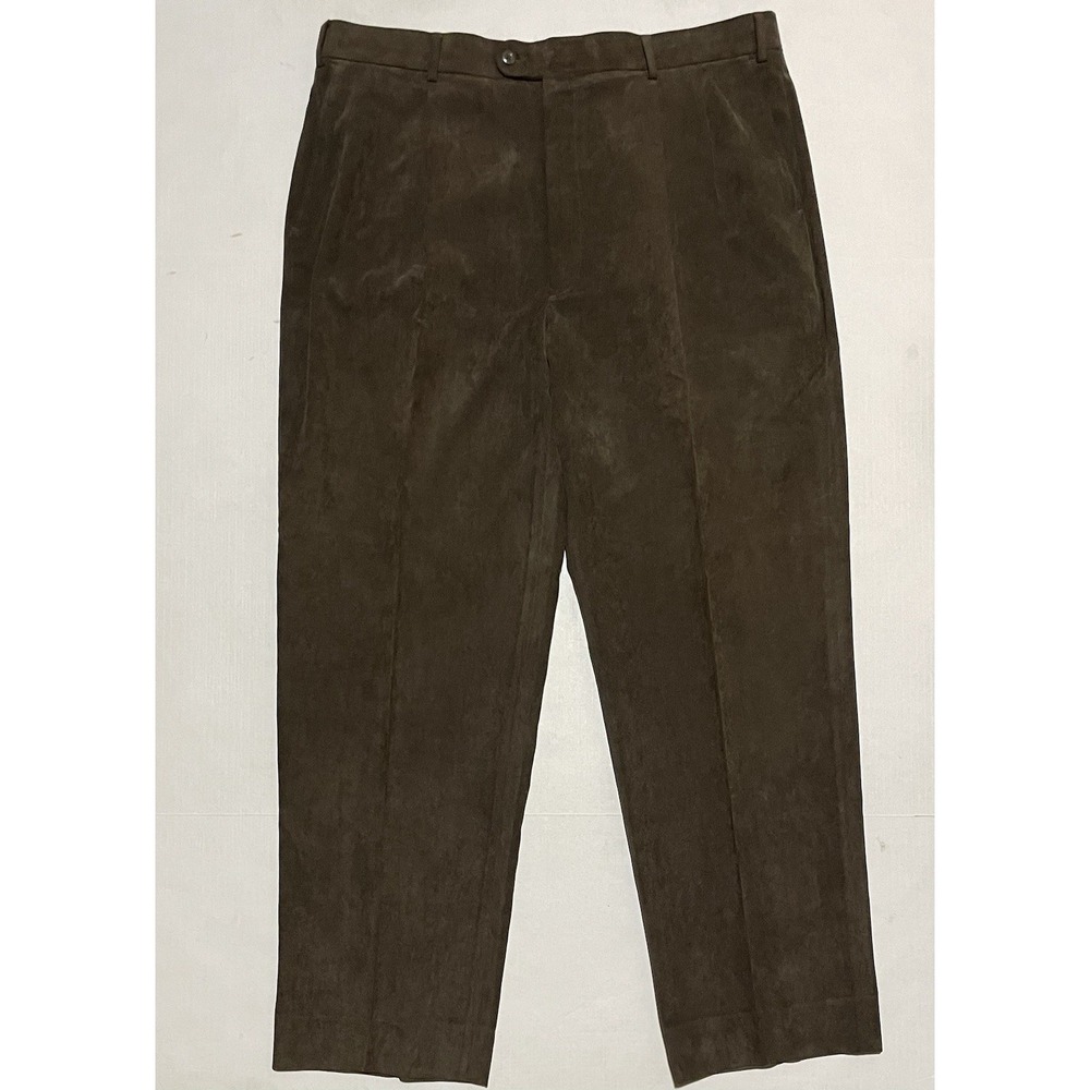 LINEA NATURALE Mens Brown Corduroy Straight Leg Dress Pants Size 40 X 31.5